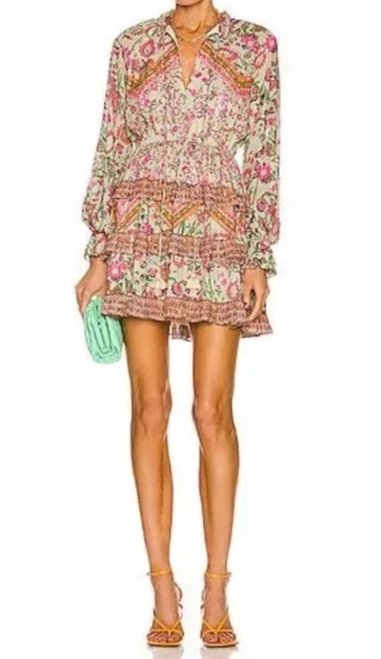 Hemant & Nandita Nora Metallic Floral Nora Dress Size Small